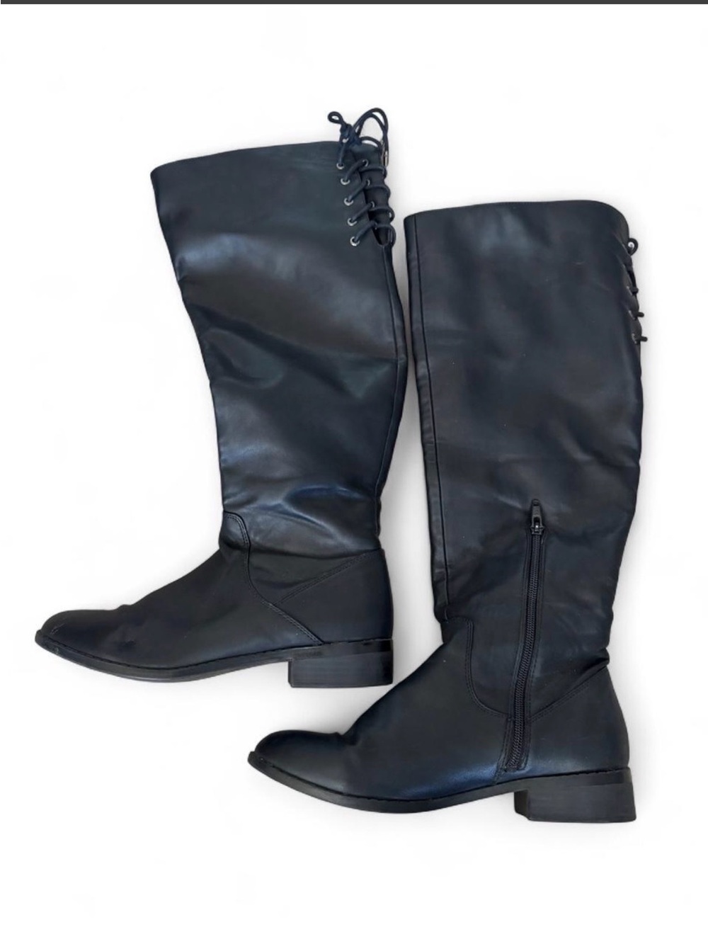 Women's Black Over-the-Knee Lace-Back Boots